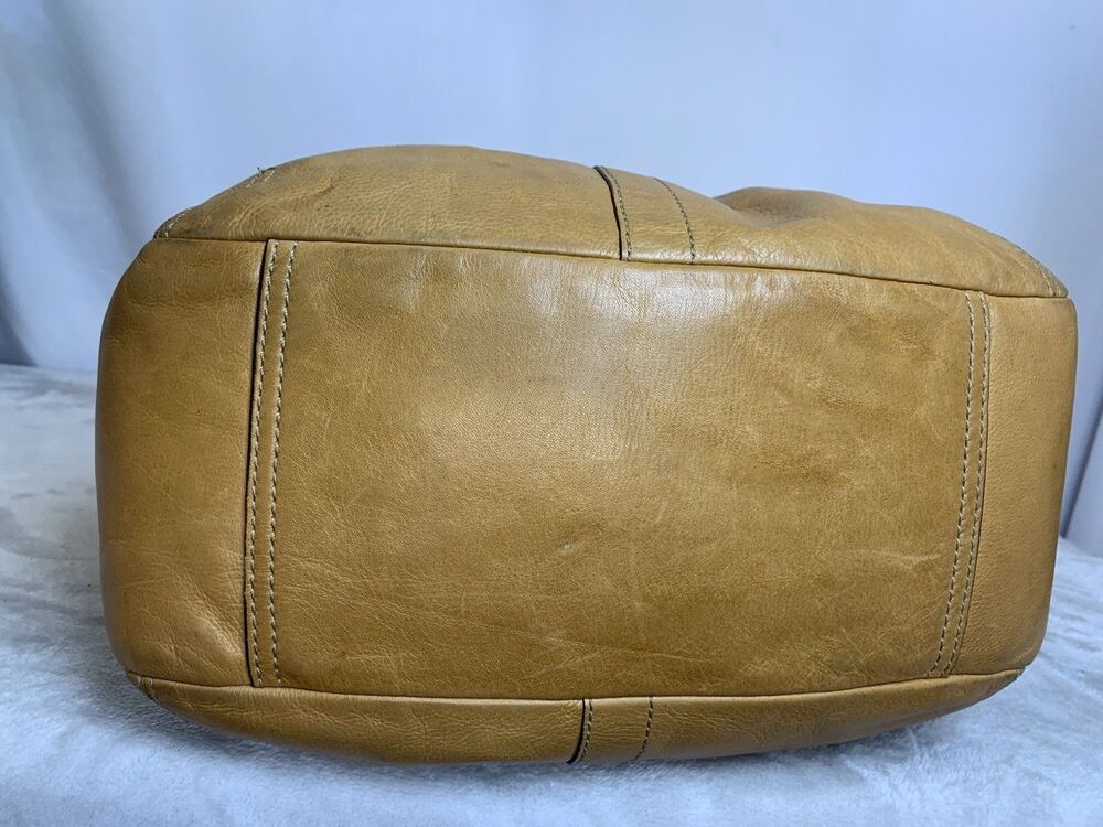Coach Pleated Ergo Tote #12240 Tan Leather Tattersall Lining 2008 Shoulder Bag - Picture 6 of 16